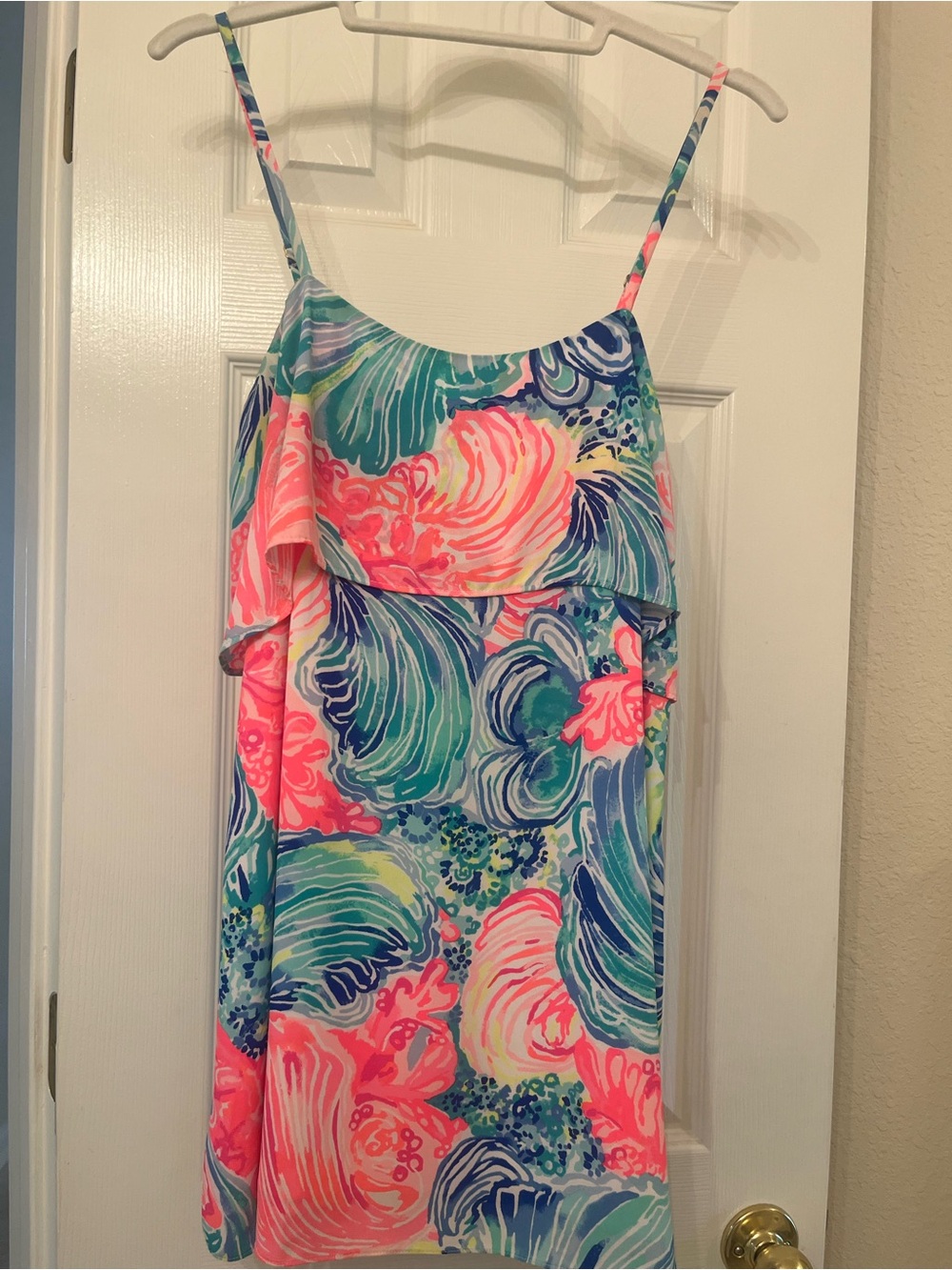 Lilly Pulitzer Floral Ruffle One-Piece Swim Dress - Pink & Blue